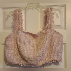 Eloquii Elegant Pink Tweed Women's Crop Top